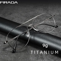 FIRADA Fashion Plus Size Aviator Eyeglasses Vintage Comfortable Titanium Eyewear Luxury Prescription Glasses Frame Men 2194-C