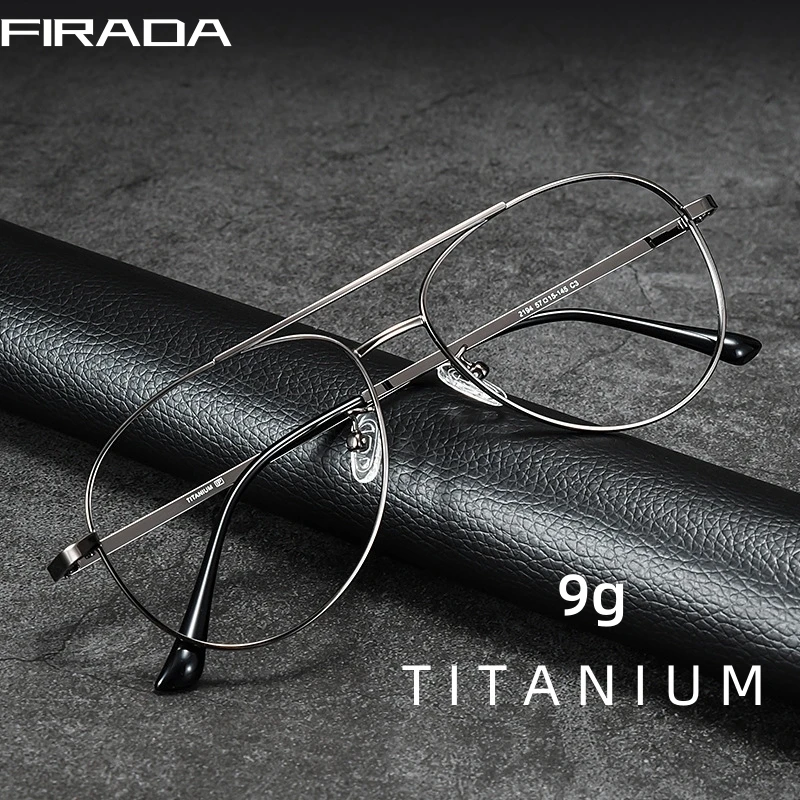 FIRADA Fashion Plus Size okulary Aviator Vintage wygodne okulary tytanowe luksusowe okulary korekcyjne ramka mężczyźni 2194-C