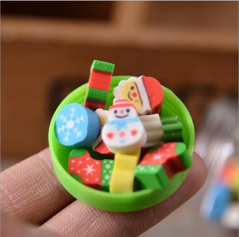 2026 Cartoon Eraser Animal Fruit Milk Bottle Christmas Tree Student Eraser Cute Stationery School Supplies Random Color