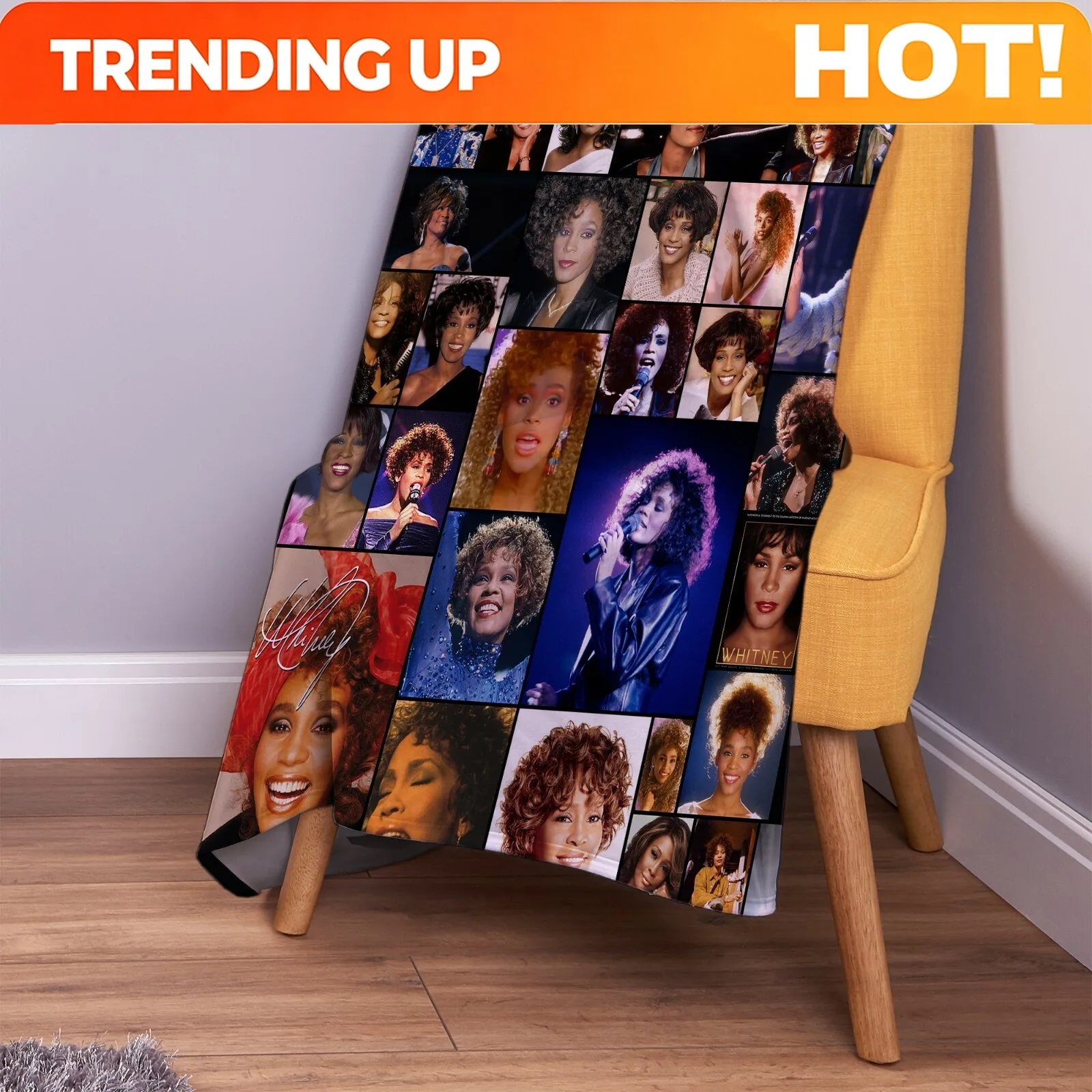 Customize Whitney Houston Coloured Montage Soft Fleece Throw Blanket