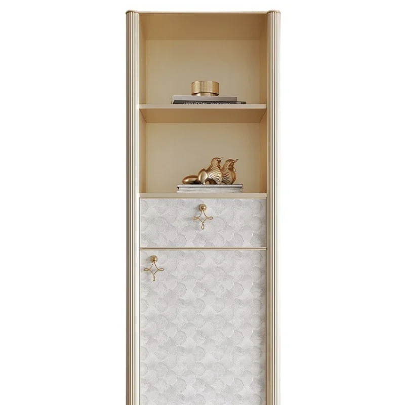 

All solid wood single-door shell vertical cabinet, solid wood integrated floor-to-wall bookcase, light luxury