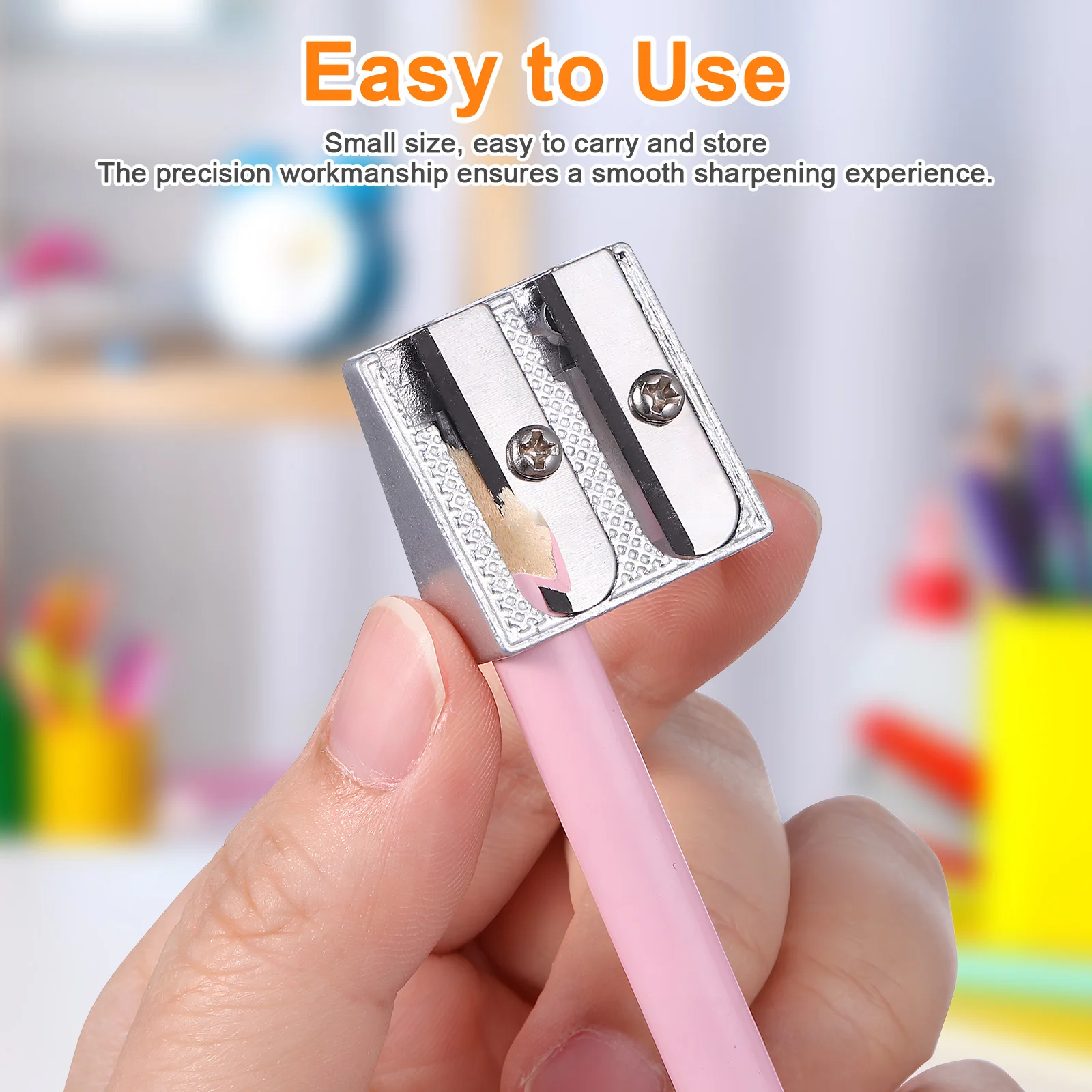 

16pcs Aluminum Alloy Pencil Sharpener Dual Holes Portable Handheld Manual Small 25x23x12mm Student Supplies Crayon Sharpening