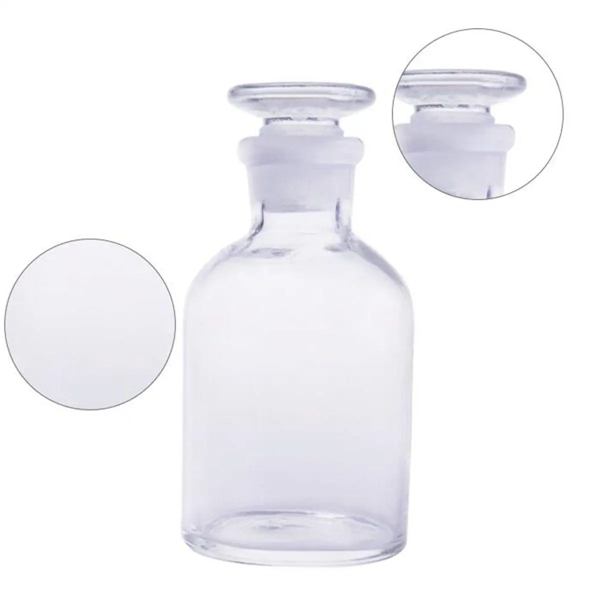 30ml/60ml/125ml/500ml/1000ml/2500ml Glass Reagent Bottle Ground-in Glass Stopper Narrow Mouth Transparent