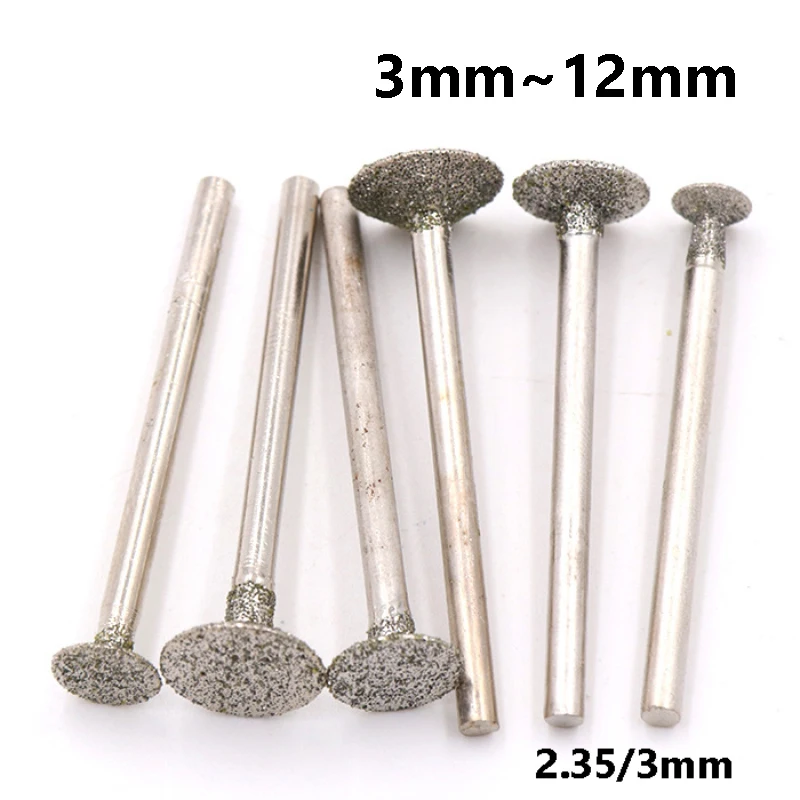 Thin Diamond T-shape Cutting Discs 3-12mm Shank Mounted Grinding Wheels for Jade Glass Tile Stone Carving Rotary Tool DIY