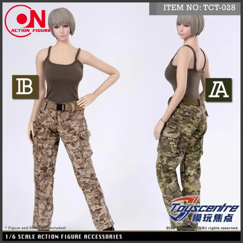 ToysCentre TCT-028 1/6 Camisole Camo Trousers Female Black Vest Camouflage Pants Set Fit 12-inch Soldier Action Figure Body