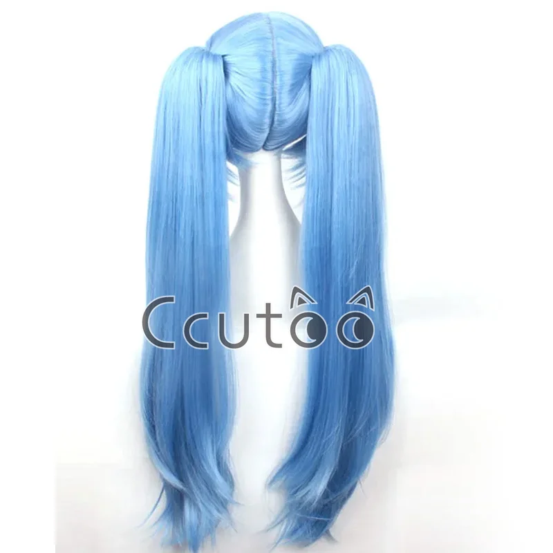 Ccutoo Akb0048 Mayuyu azul largo recto resistencia al calor pelo sintético Cosplay pelucas de disfraz coletas de doble Chip