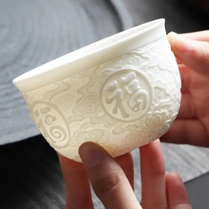 فنجان شاي من السيراميك كوب للتأمل مصنوع يدويًا ثلاثي الأبعاد وعاء شاي مريح طقم شاي صيني إكسسوارات كوب رئيسي #4