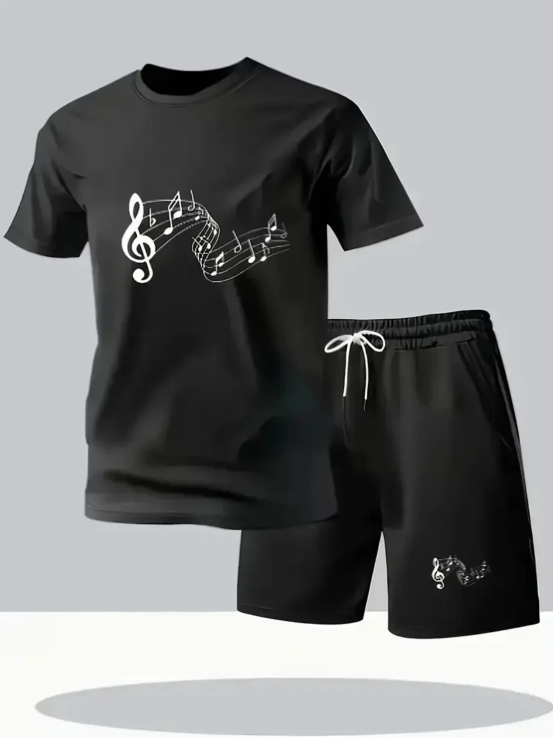 

Men's summer fashion loose short sleeved T-shirt shorts set breathable slimming fashion casual fashion two-piece set