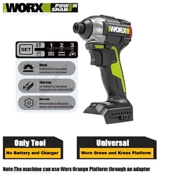 WORX Cordless Impact Screwdriver Brushless WU292DS Bare Tool 20v 150Nm 3200rpm 4100bpm with Smart Gear Universal Kress Platform