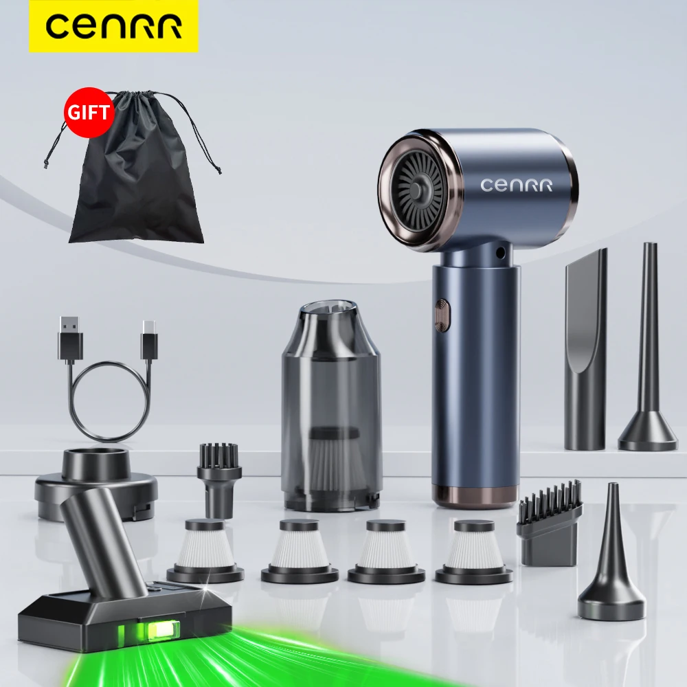 cenrr-車用掃除機ミニワイヤレスポータブルハンドヘルド掃除機強力な吸引強力な車用掃除機掃除機