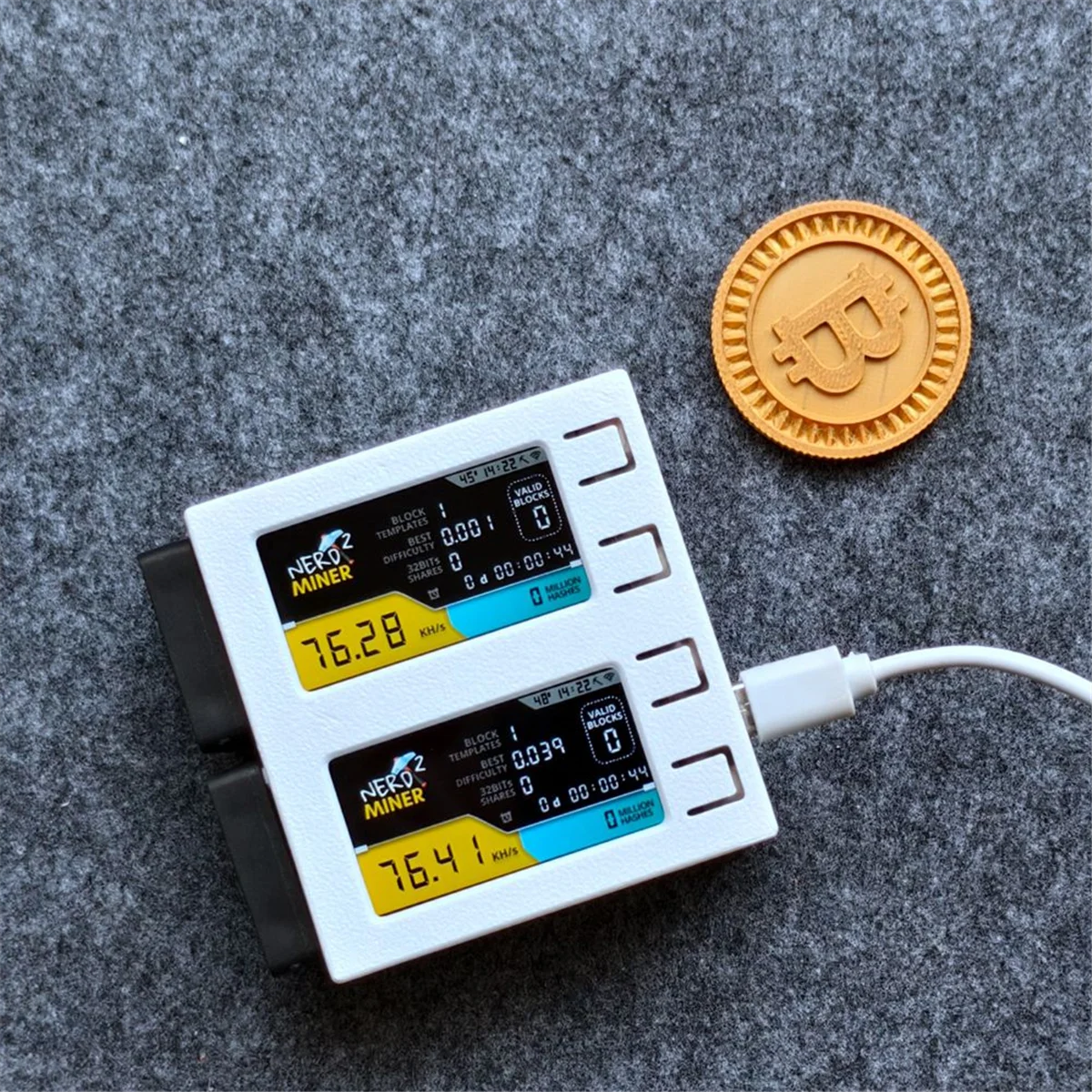 ABJG-для NerdMiner V2 DUO 156K/S двойной экран BTC Solo лотерейный майнер Bitcoin Nerd