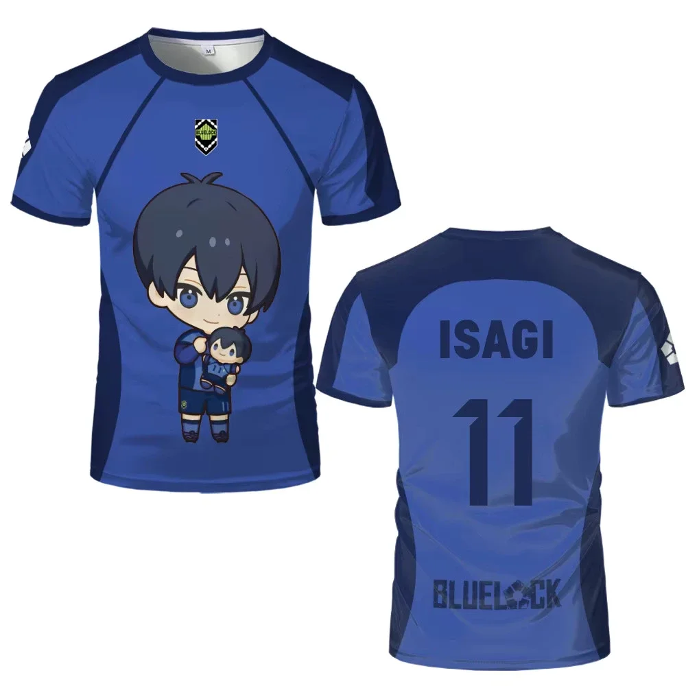 

Anime Japanese Blue Lock NAGI ISAGI Football Jersey T-shirt Cosplay Trend Loose Breathable Tee Original Children Clothing Tees
