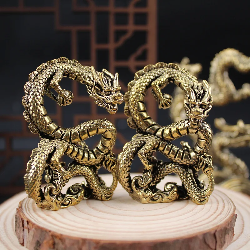 1/2Pcs Handmade retro brass brass bead flying dragon ornament desktop office tea pet zodiac dragon