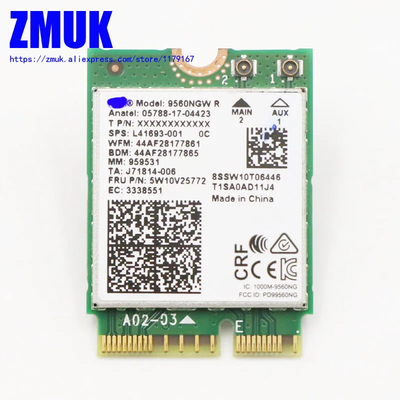 Intel 9560NGW 1.73Gbps WiFi Card For Lenovo IdeaPad 3 ,5 ,Slim 3 ,Flex 5 ,M90a Gen 2 Series,P/N SW10T06446  5W10V25772