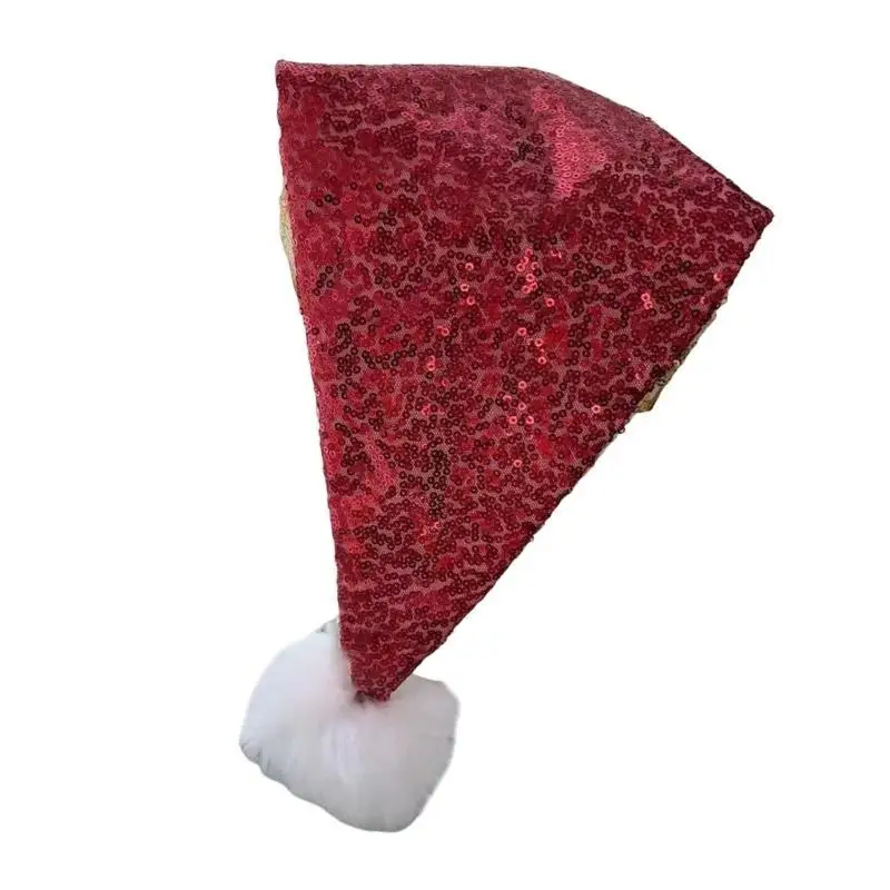 39BD Christmas Hats for Holiday Celebration Festival Props Hat All Age Sequined Santa Caps Party Gathering Headwear