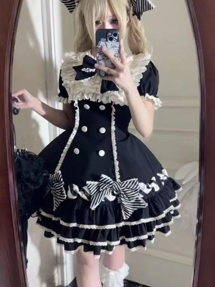 2025 Japanese Kawaii Sweet Lolita Princess Dress Women Pink Y2k Bow Lovely Slim Dresses Female Korea Style Design Chic Outfits - Image 5