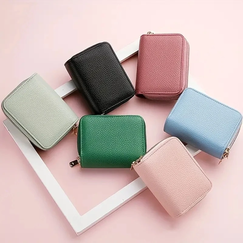 NEW 2026 6 Color Women's Double Zipper Wallet Fashion Short Credit Card Holder with Large Capacity Coin Purse