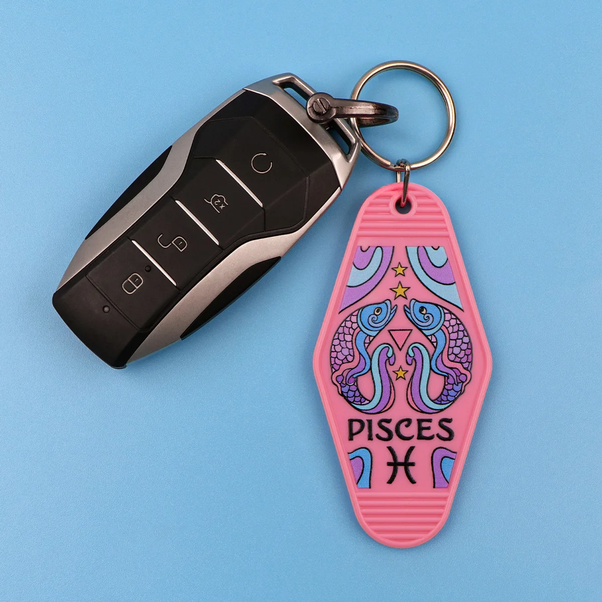 

Mix 12pcs/set Star Sign Series Rhombic Key Tag For Motorcycles Cars Plastic Keychains Backpack Accessories Fashion Keyring Gifts