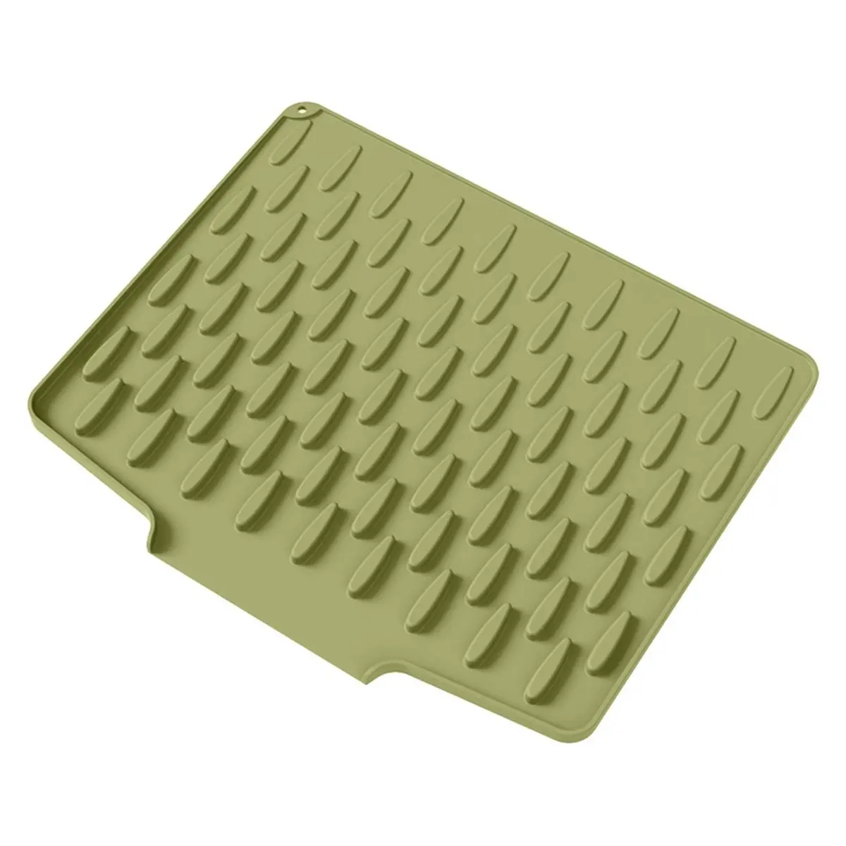 Workshop Gear Silicone Dish Drying Mat Tilted Design Fast Drain Non Slip Trivet Pad for Kitchen Dishes & Glassware Drying Green
