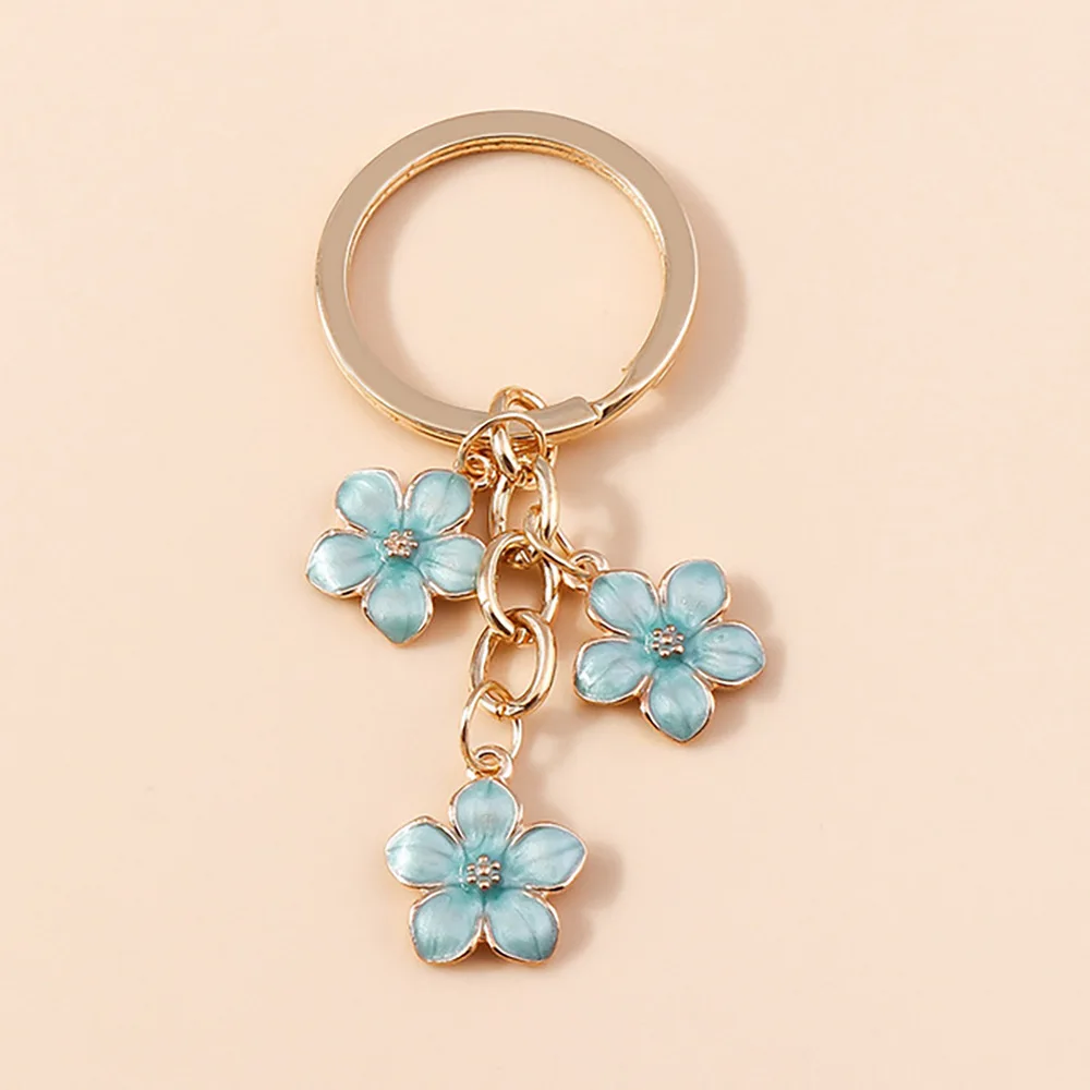 Cute Keychain Key Ring Blossoms Key Chains For Women Men Handbag Accessorie DIY Handmade Jewelry Gifts