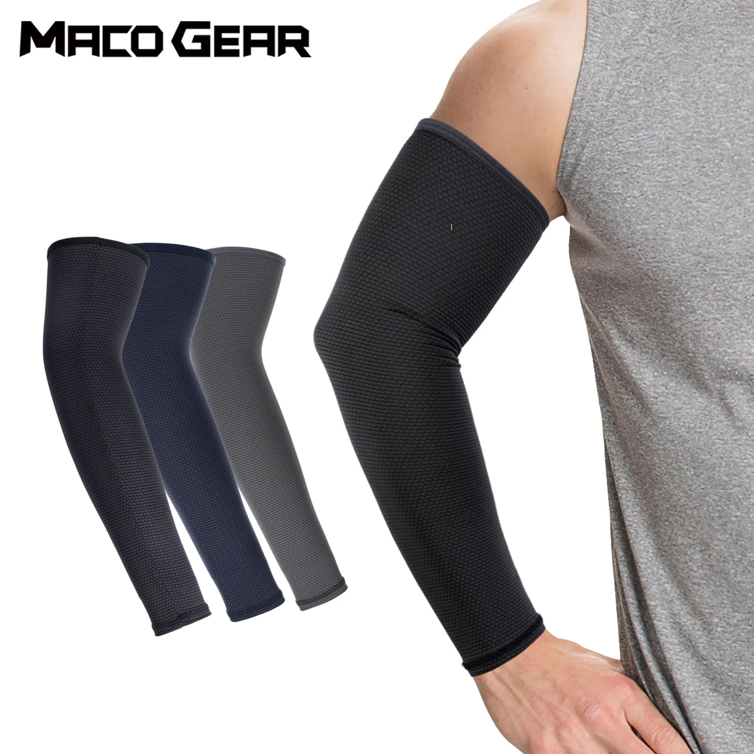 UV Protection Arm Sleeves Breathable Ice Silk Fabric Cooling Arm Cover Sports Hiking Running Fishing Camping Outdoor Equipment