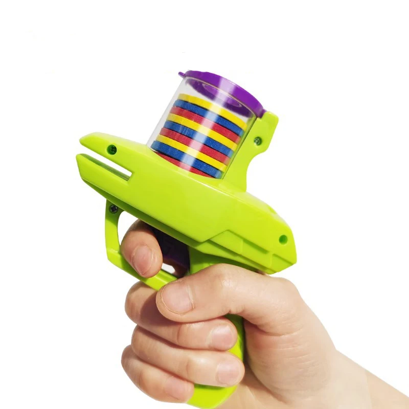 Kids Outdoor Game Foam Disc Gun Toy Flying Disc Shooting Launcher Gun Double Parent-child Interactive Children Toy