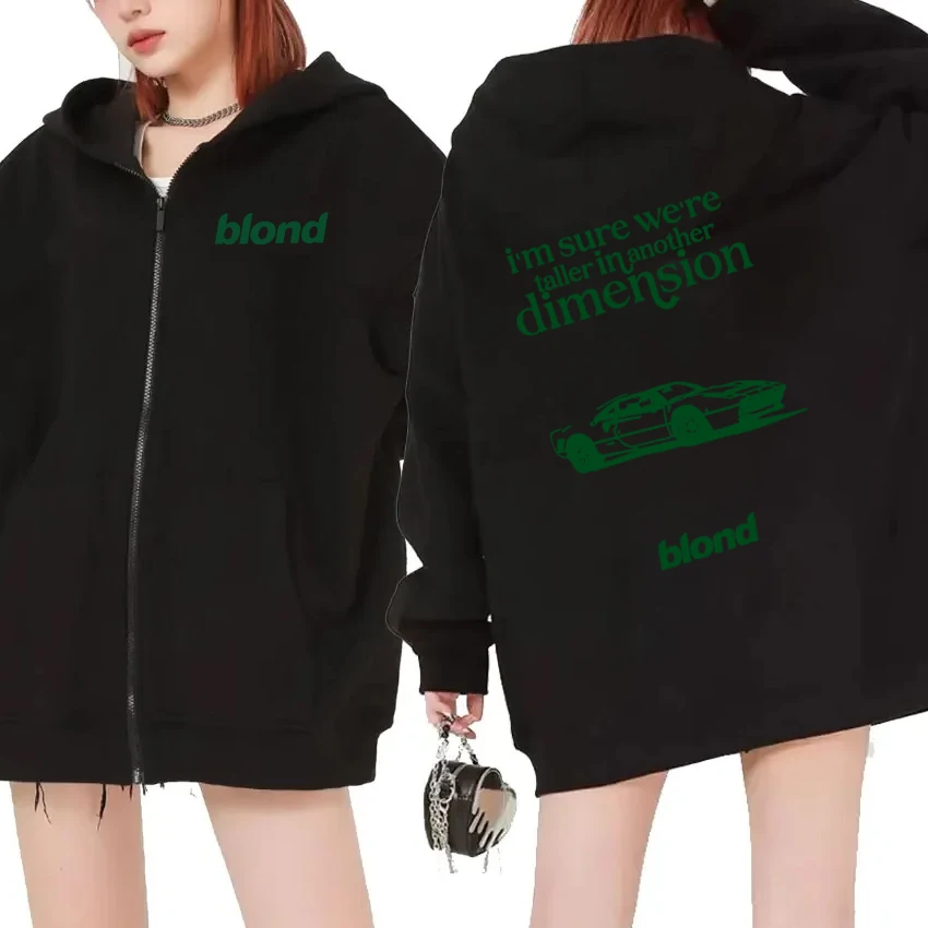 

2025 Hot vintage Frank Ocean Blonde Album Double Sided printed Zipper Hoodies Men Women Y2k Fleece Sweatshirt Unisex jacket Coat