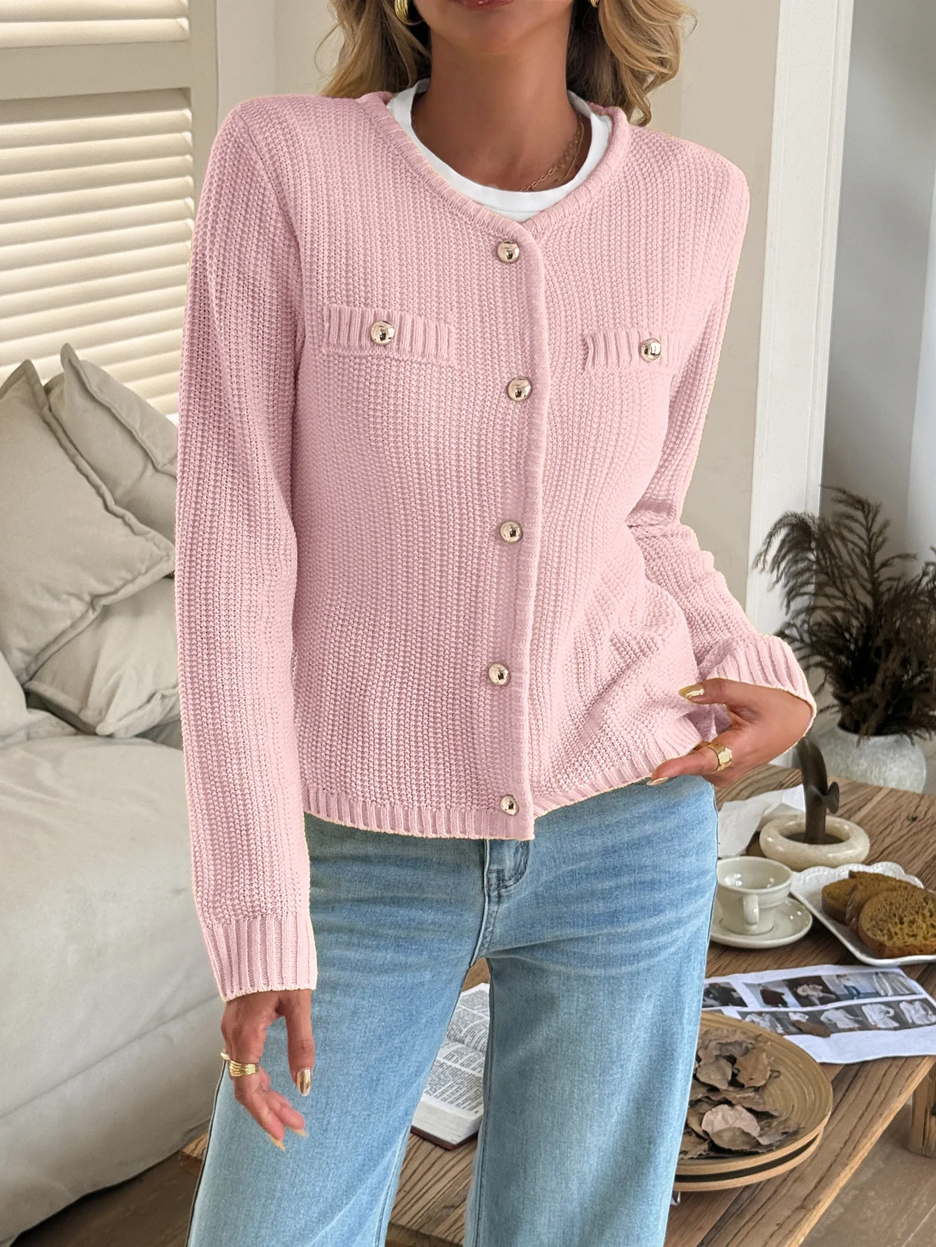 

Simple Temperament Knitted Sweaters Women's Coats, Sweaters Commuter Casual Knitted Tops Spring and Autumn New Women's Clothing