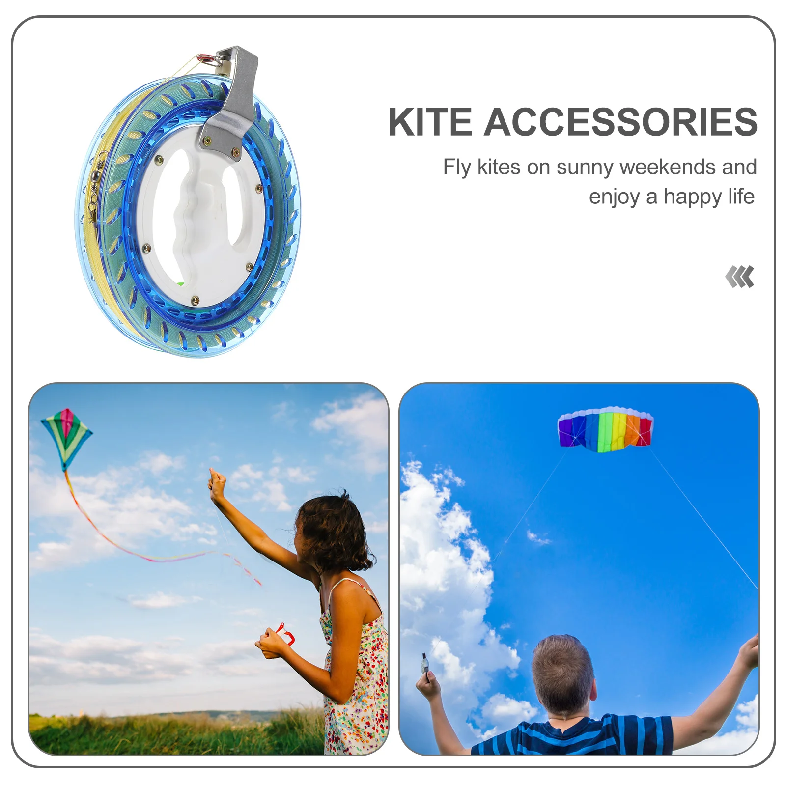 1set 1Set Reel Winder Blue Lightweight Durable Kite Line Wheel Outdoor Flying Portable Lockable Hand Hold String Spool Kite