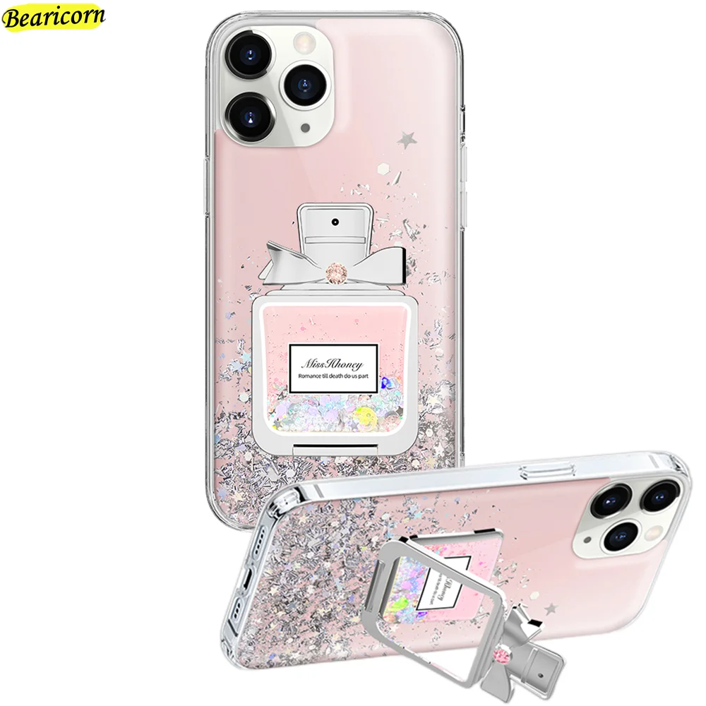 

Plating Liquid Perfume Phone Holder Glitter Sequin Case For Xiaomi Redmi Note 9 9s 9T 10T 10S 11S 11T 11E 10 Pro Max Stand Cover