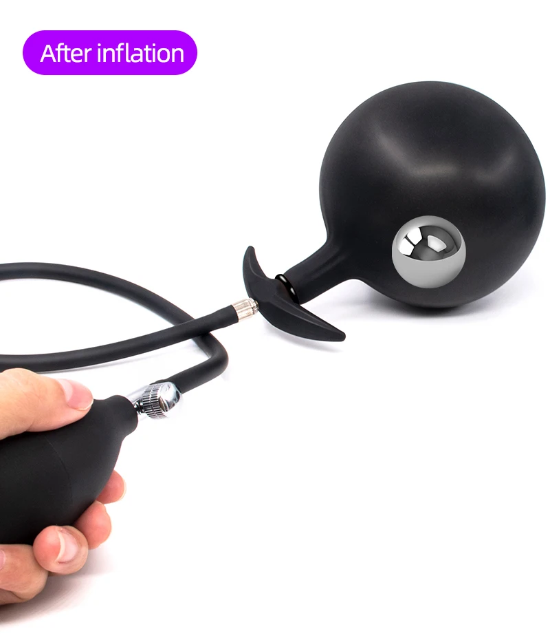 Plug anale gonfiabile con sfera d'acciaio incorporata donna ano dilatatore vaginale espansore uomini massaggio prostatico giocattolo BDSM per il gioco del sesso