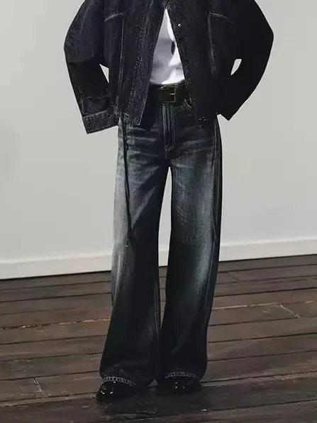 

Женские зимние джинсы с высокой талией и очень широкими штанинами, этнический стиль, суперширокие джинсовые брюки