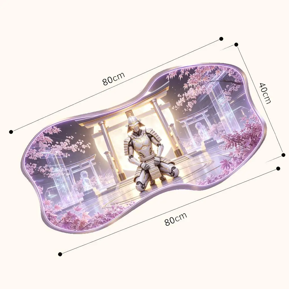 Cyber Samurai Sword Glow Special Shaped Mousepad Thick Rubber Precision Tracking Creative Action Game