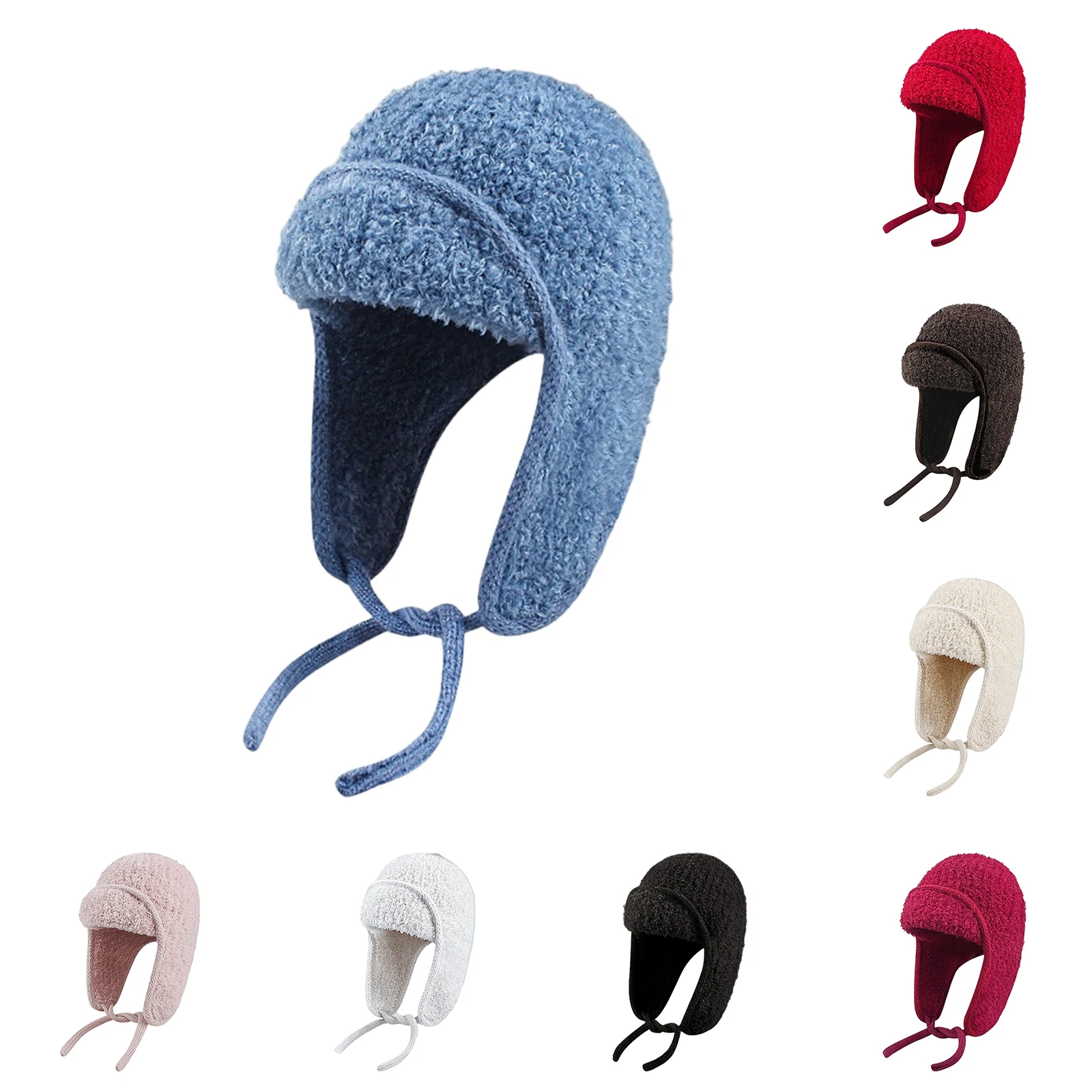 หมวกแฟชั่นผู้หญิง หมวกกันหนาว ดีไซน์ยอดนิยม หมวกทรงนักบิน สีพื้น สำหรับฤดูหนาว ใส่กลางแจ้ง อุ่นสบาย บุขน