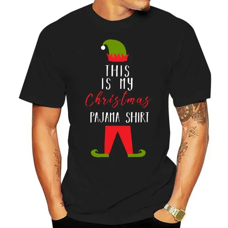 Printed This Is My Christmas Pajama Shirt Elf Xmas Family T-Shirt Men T Shirt Cotton tshirt O-Neck Short-Sleeve Women T-Shirt