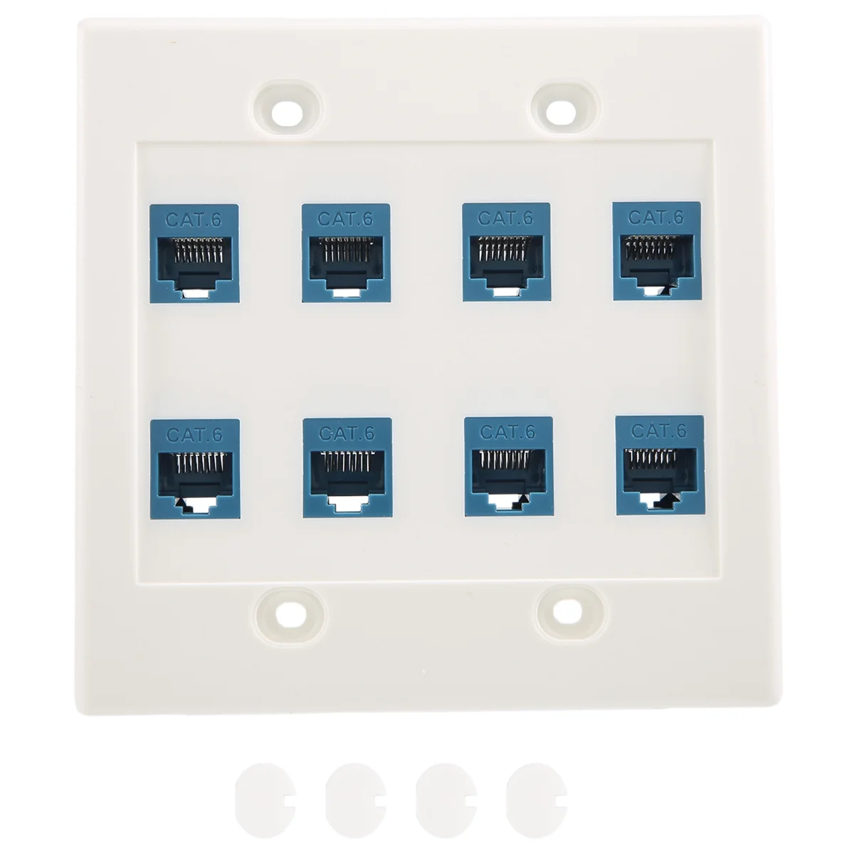 Płytka ścienna Ethernet 8 portów - Podwójna gniazda Keystone Cat6 RJ45, płytka kablowa sieciowa żeńska-żeńska - niebieska — zdjęcie produktu 4