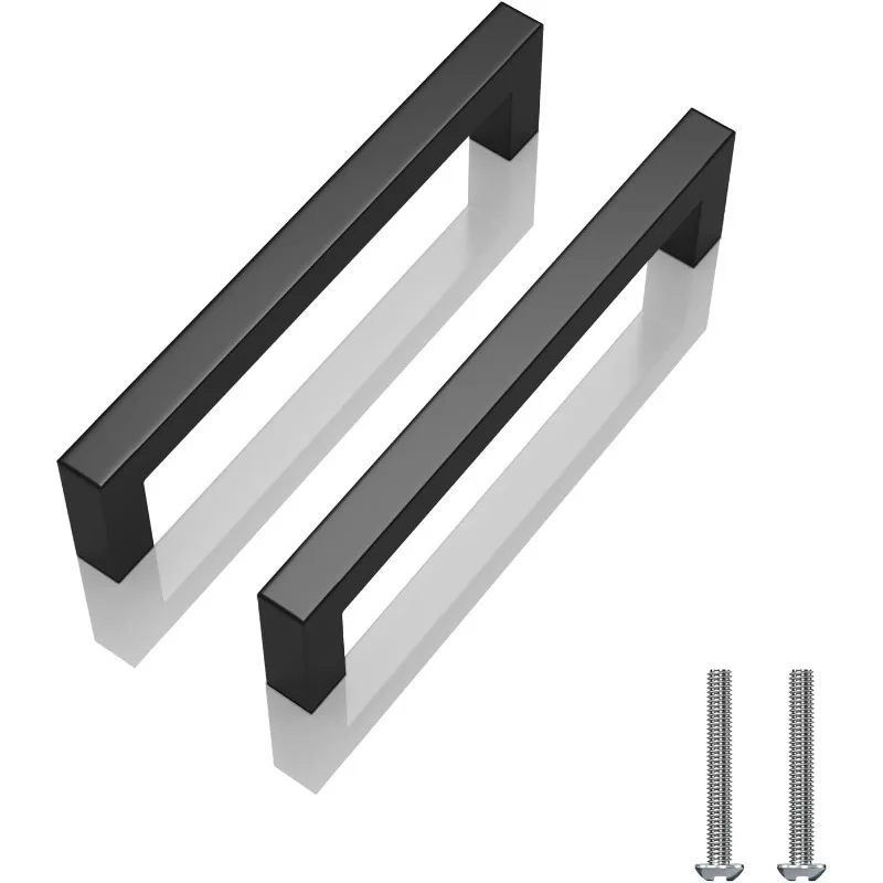 2er-Pack mattschwarze Schrankgriffe aus Edelstahl für Küchenschränke – quadratische Kommodengriffe, Schubladengriffe