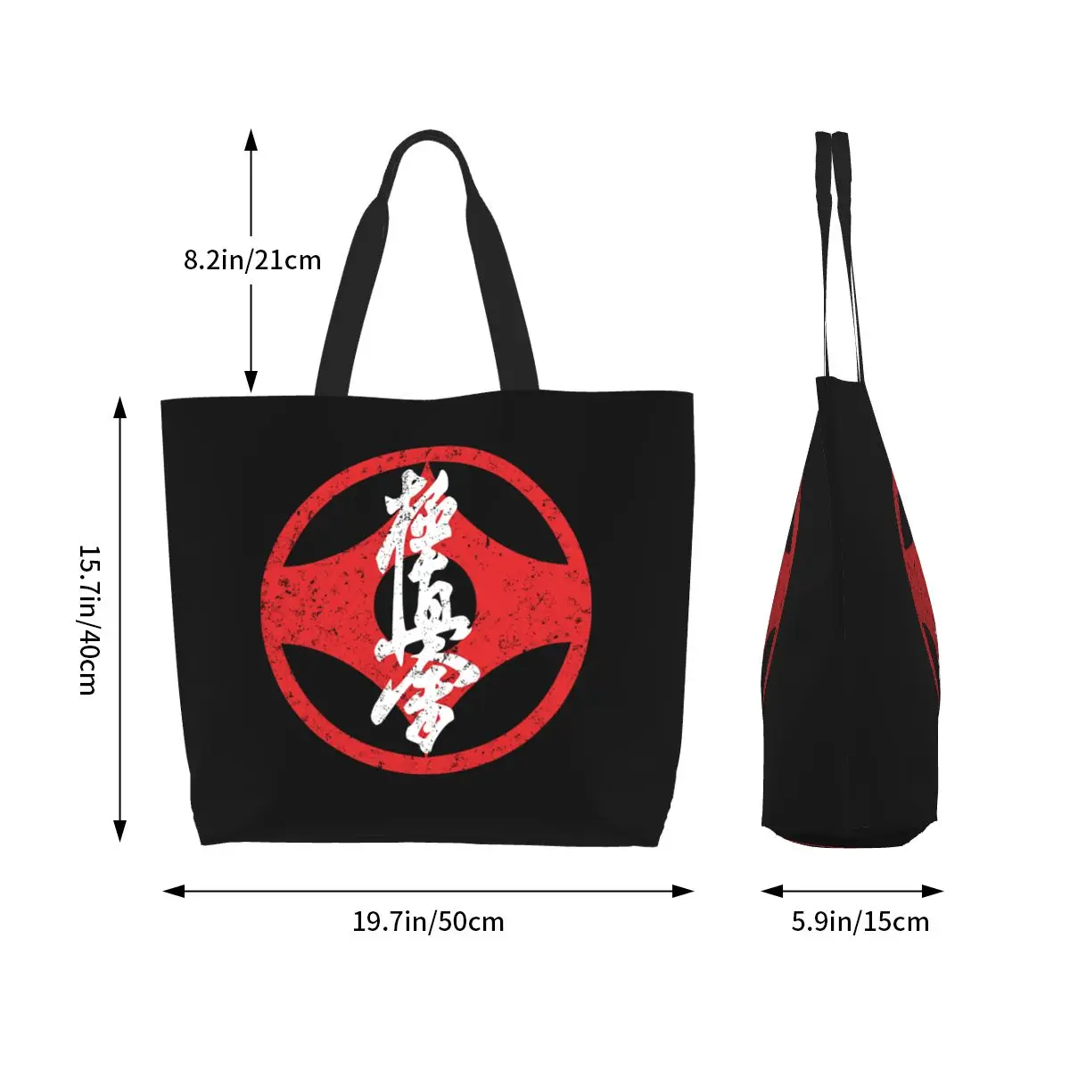 Kawaii Kyokushi Karate Shopping Tote Bag Reusable Martial Arts Canvas Grocery Shoulder Shopper Bag