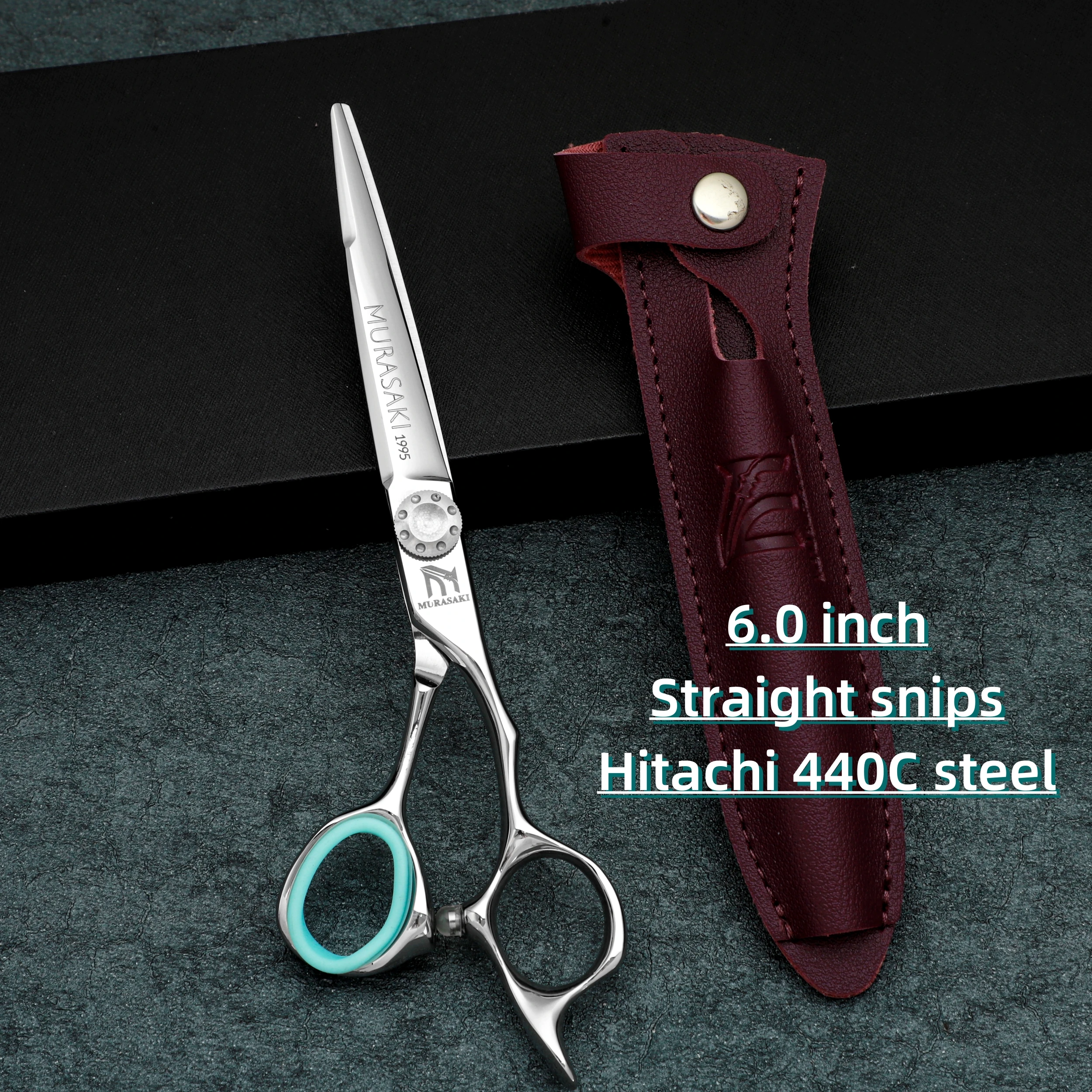 MURASAKI 6-Zoll-Professionsschere mit umgekehrten Zähnen zum Ausdünnen, Hitachi 440C-Stahl-Friseurschere, hochwertige Haarschneidemaschine – Detail 25