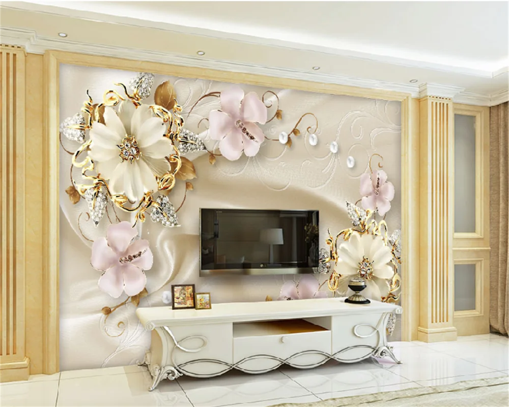 wellyu Custom Wallpaper Gorgeous European Jewelry Luxury Living Room Bedroom Art Background Wall Decorative Painting Murals