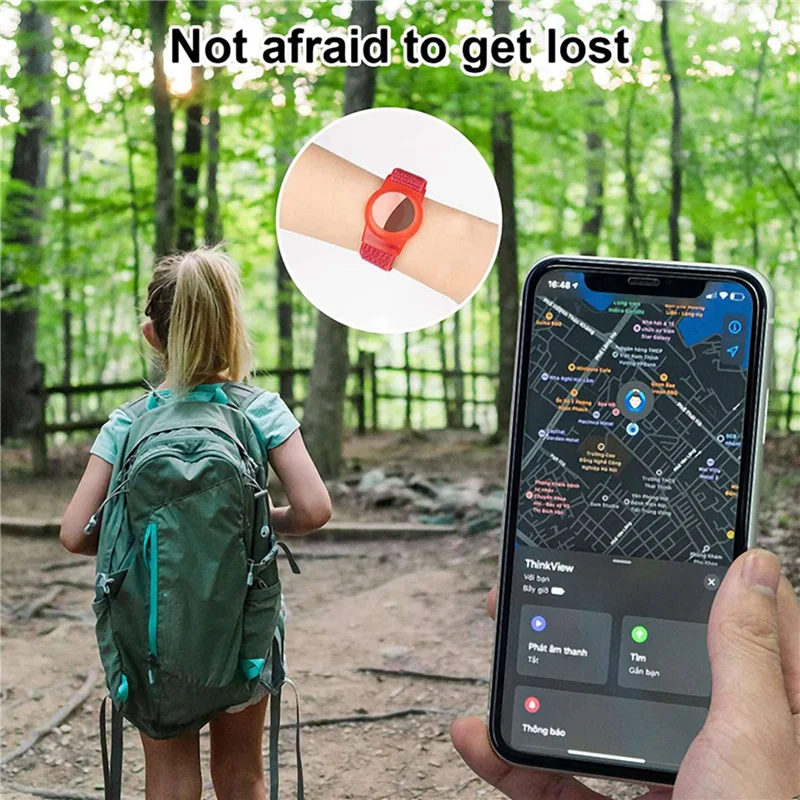 ABZZ-3X Kid Wristband Compatible With  Airtag, Protective Case For Air Tag GPS Tracker Holder With Nylon Bracelet C