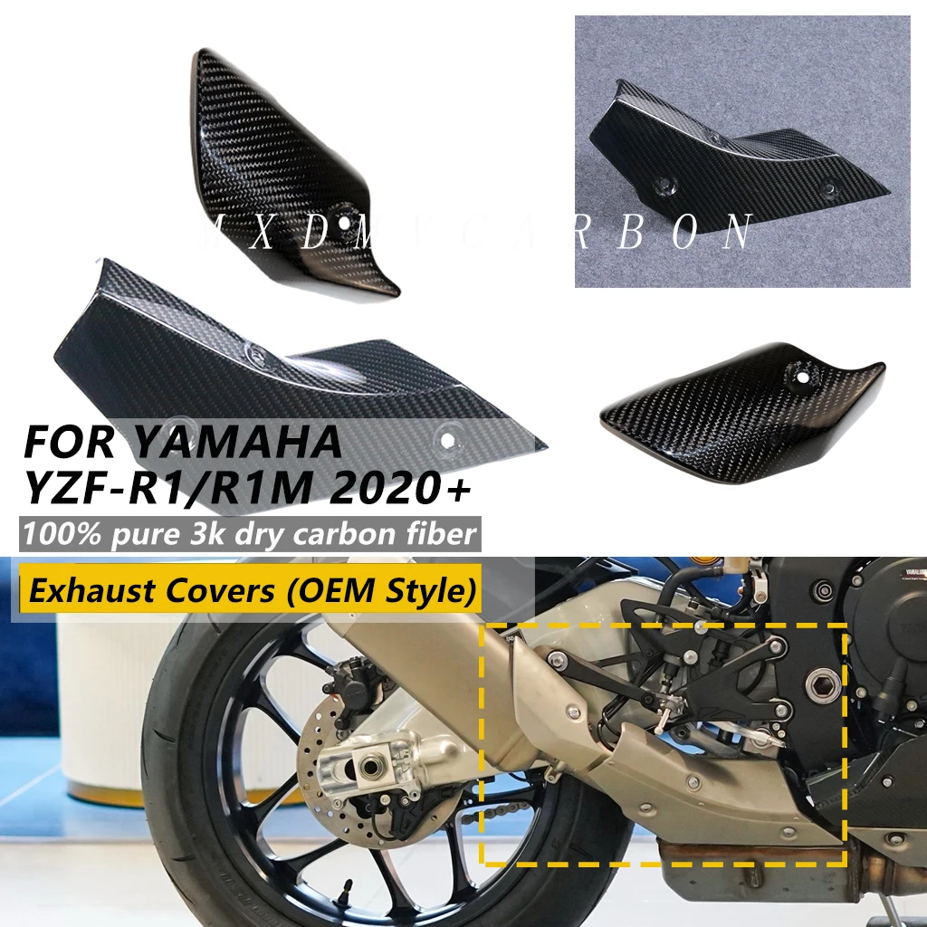 

For YAMAHA YZF-R1 R1M YZF R1M R1 2026 2025 2024-2020 Motorcycle Parts 100% 3K Carbon Fiber Exhaust Covers Fairing Kits