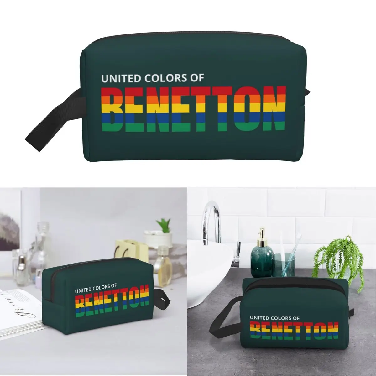 United Colors Of Benetton Makeup Bag Cosmetic Organizer Storage Dopp Kit Toiletry Cosmetic Bag for Women Beauty Pencil Case