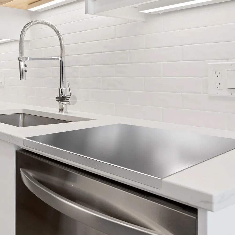 

Разделочная большая противоскользящая разделочная доска из нержавеющей стали для кухни, еды, мяса, овощей, домашнего ресторана, легко чистится