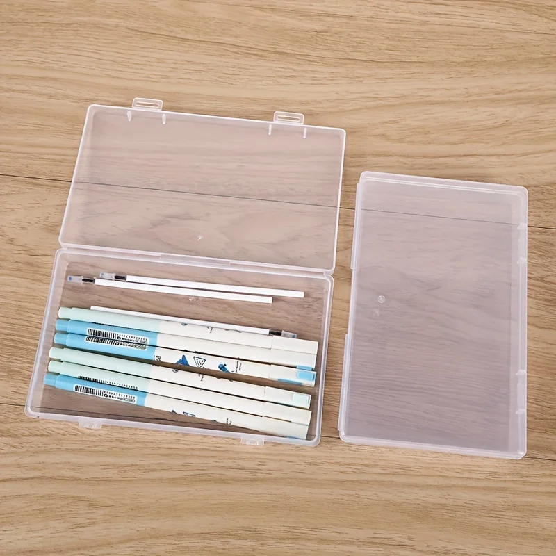 4pcs Transparent Stationery Box, Rectangular Plastic Clear Tool Parts Small Box, Mobile Phone Mask Fishing Tackle Storage Box