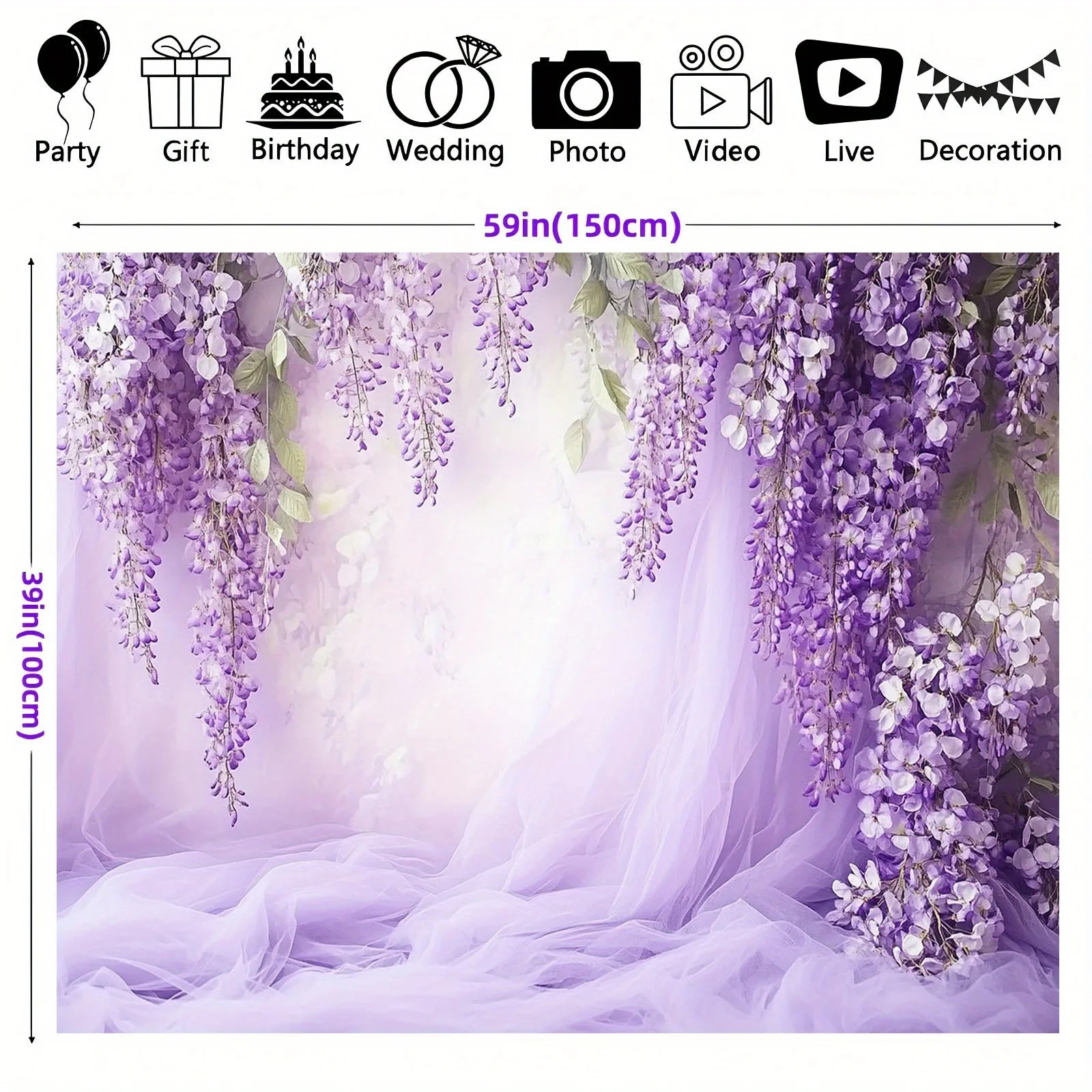 قماش خلفية أنيق لحفلات الزفاف على شكل زهرة الوستارية، مناسب لحفلات الزفاف وأعياد الميلاد