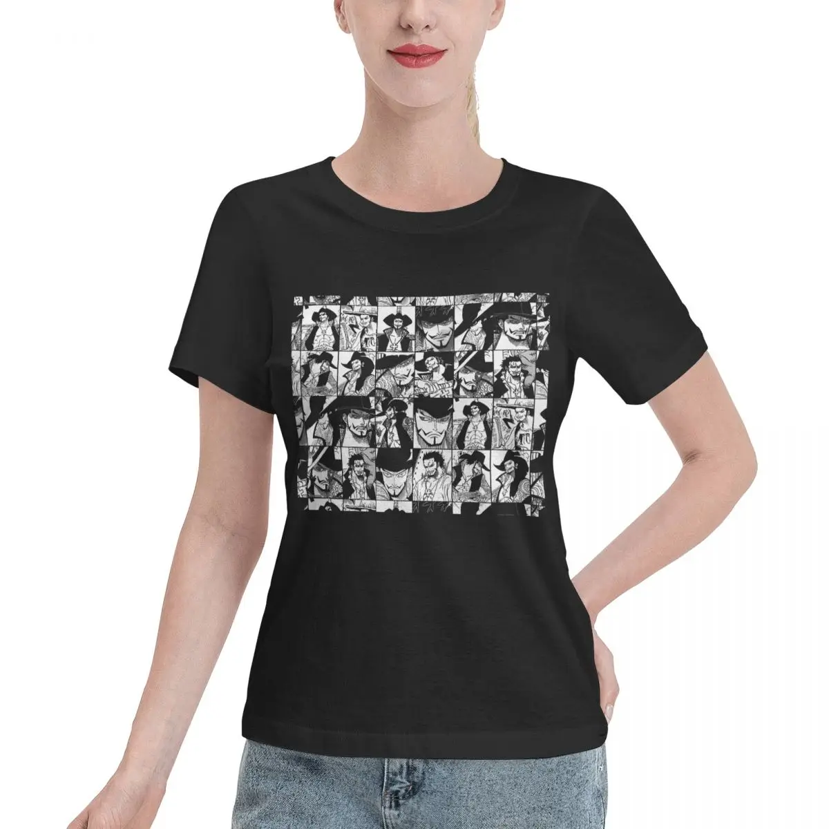 All Body Type Mihawk Manga Panel Collage Women's T-shirt Travel Outfit Blank T Shirt