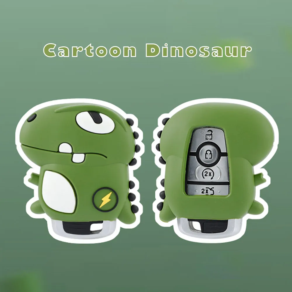 1PC Dinosaur Dragon Car Key Case Cover With Keychain Accessories For Ford Fusion Mondeo Mustang Explorer Edge EcoSport Lincoln