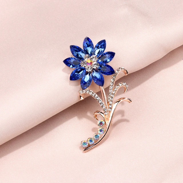 High end Crystal Flowers Brooches Luxury Simple Brooch Pin for Women Cardigans Accessories Lady Vintage Corsages Jewelry Gift AliExpress