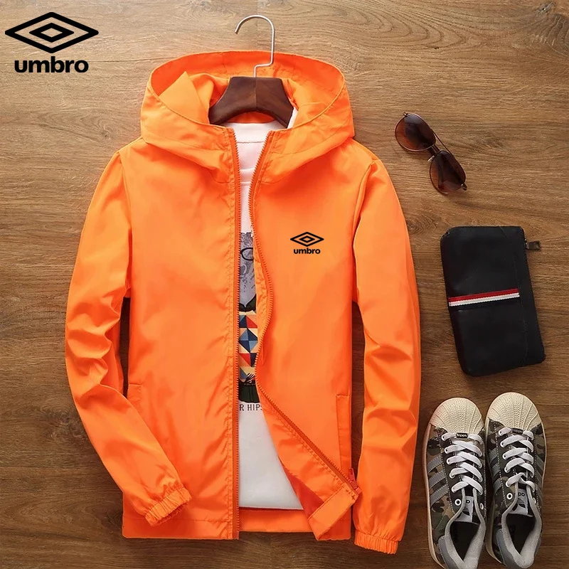 High quality embroidered Umbro men's luxury brand new hooded windbreaker, mountaineering sports men's fashionable casual jacket